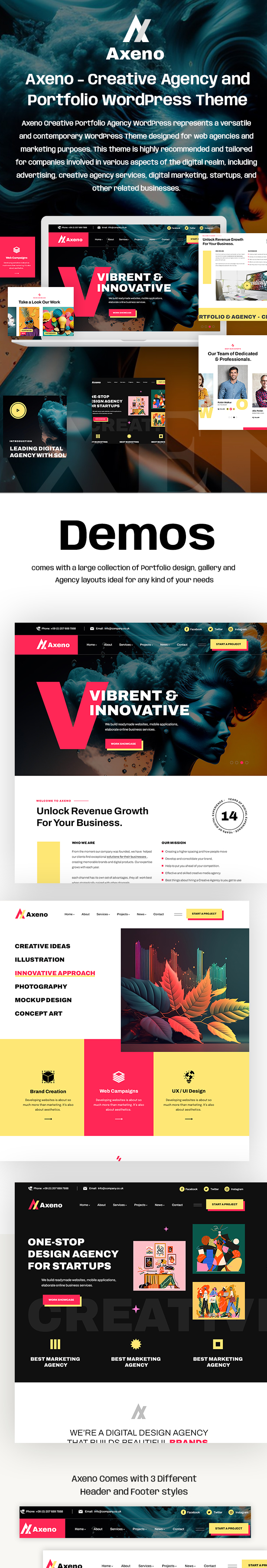 Axeno - Creative Portfolio Agency WordPress Theme - 3